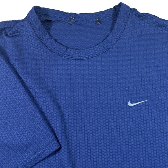 VTG Nike Sphere Dri-Fit‎ Tech Tee Navy/Gray Check Rare Y2K Performance Medium - Picture 1 of 6